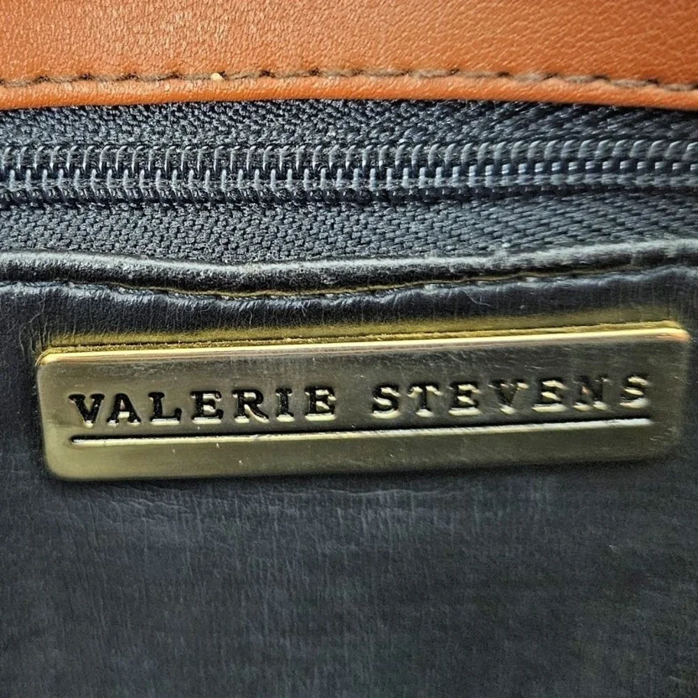 VTG 90s Valerie Stevens Brown Genuine Leather Crossbody Bag Minimalist Purse‎